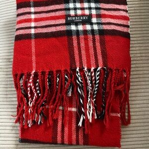 Vintage Burberry Red and Black Checkered Scarf